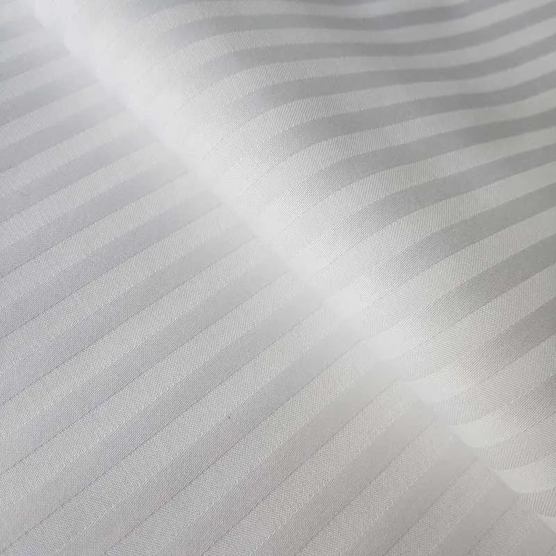 Mx2132 40s T250 Repetitive 5mm Narrow Stripes Textured White Cotton Sateen Fabric 02