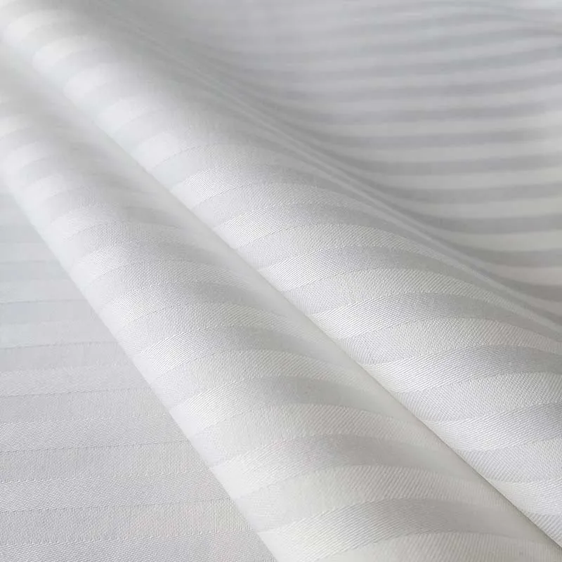 Mx2132 40s T250 Repetitive 5mm Narrow Stripes Textured White Cotton Sateen Fabric 03