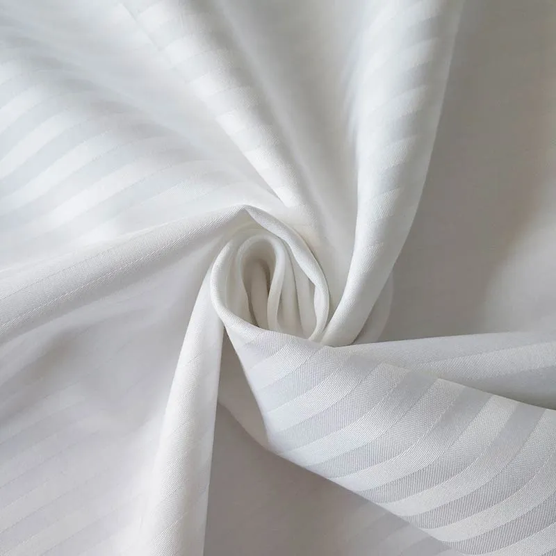 Mx2132 40s T250 Repetitive 5mm Narrow Stripes Textured White Cotton Sateen Fabric 05