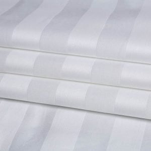 Mx2136 60s by 40s T300 Bleached Pure Cotton 3cm Warp Stripes Sateen Woven Fabric 01