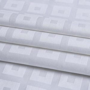 Mx2142 40s T250 Bleached White Repeating Concentric Squares Dobby Fabric 01